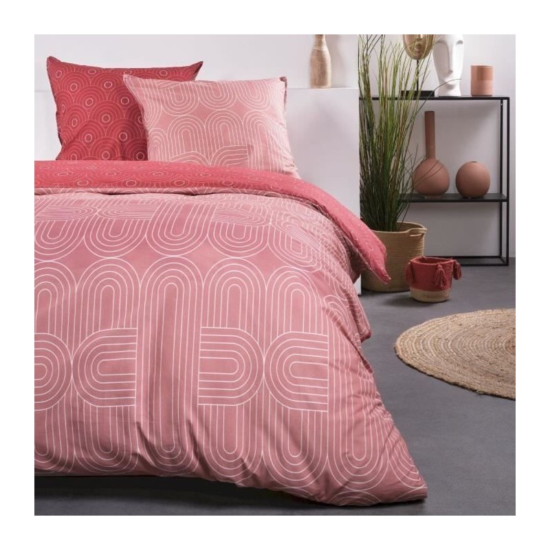 Parure de lit - TODAY - Sunshine - 2 personnes - 220x240 cm - Coton - Rouge -...