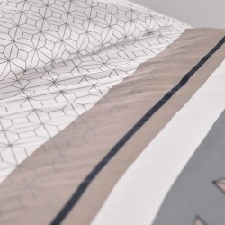 Parure de lit 2 personnes -TODAY - 240x200 cm - 100% Coton - Beige, Noir et B...