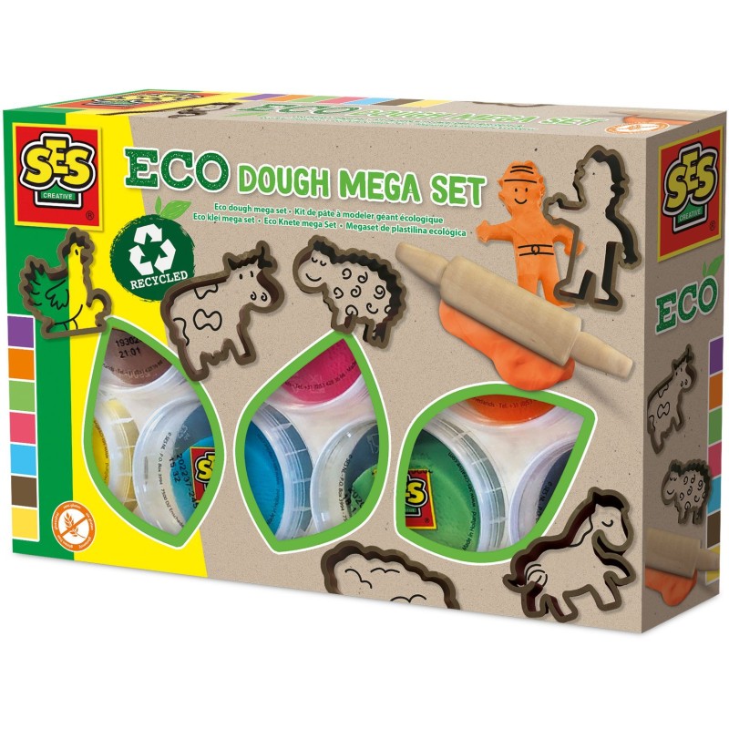 Kit de pâte a modeler géant écologique (7x90 g avec outils) - SES