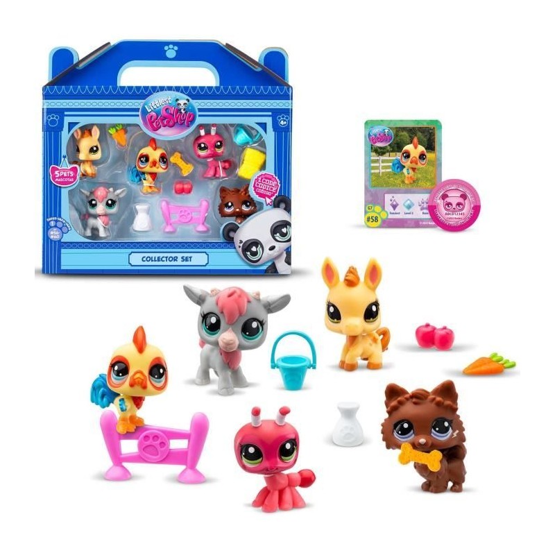 BANDAI - Littlest Pet Shop - Collector Set Theme de la ferme - 5 animaux et a...