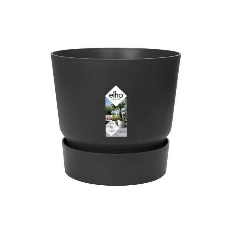 ELHO Pot de fleurs rond Greenville 30 - Extérieur - Ø 29,5 x H 27,8 cm - Vivr...