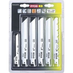 RYOBI - Blister 6 lames panachées scie sabre longueur 100 / 152 mm bois / mét...