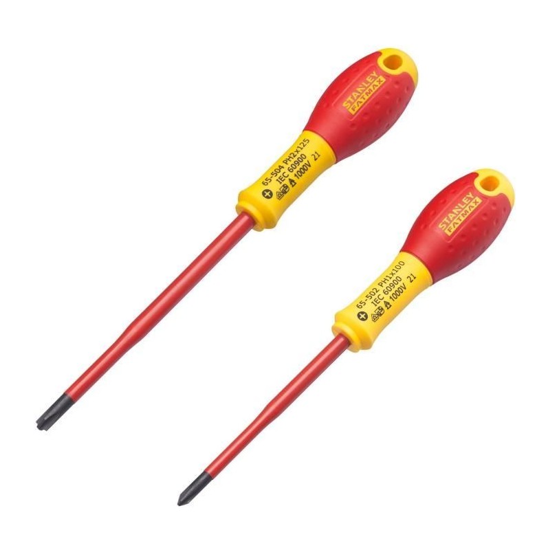 Jeu de 2 Tournevis - STANLEY FATMAX - FMHT0-62648 - Isolés 1000V - PH1X100 + ...