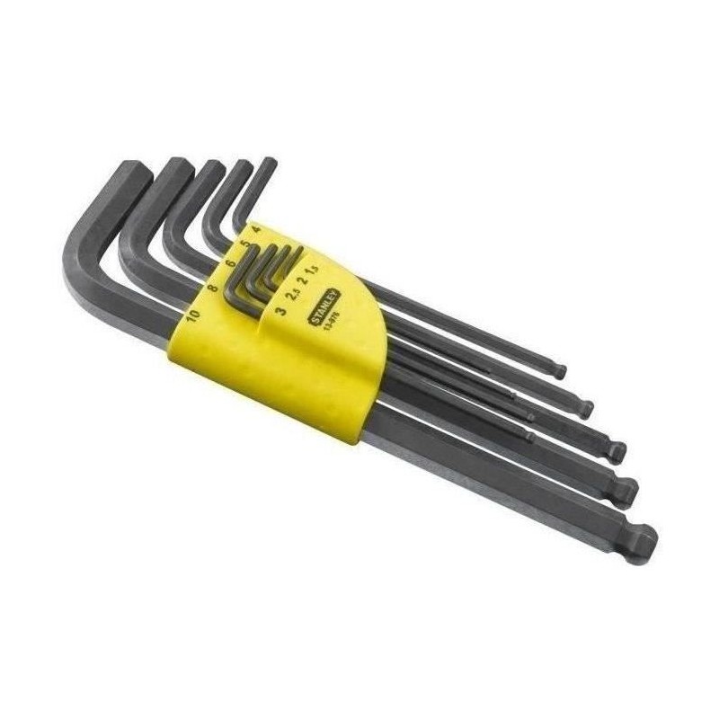 Clé mâle longue a tete sphérique - STANLEY - 1-13-976 - jeu de 9 pieces avec ...