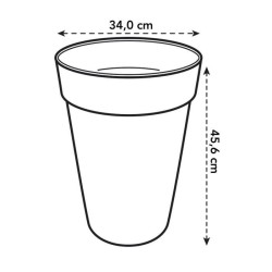 ELHO Pot de fleurs Loft Urban rond Haut - Ø 34 x H 45 cm - Extérieur - 100% r...