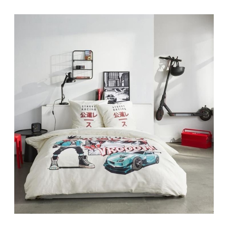 Parure de lit - TODAY - JAVA - 2 personnes - 240x220 cm - Coton - Imprimé Str...