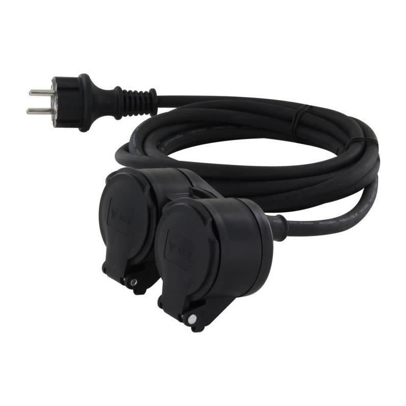 Chacon Prolongateur HO5RR-F 3 x1,5mm2- IP44 Dual-Head - 10m -