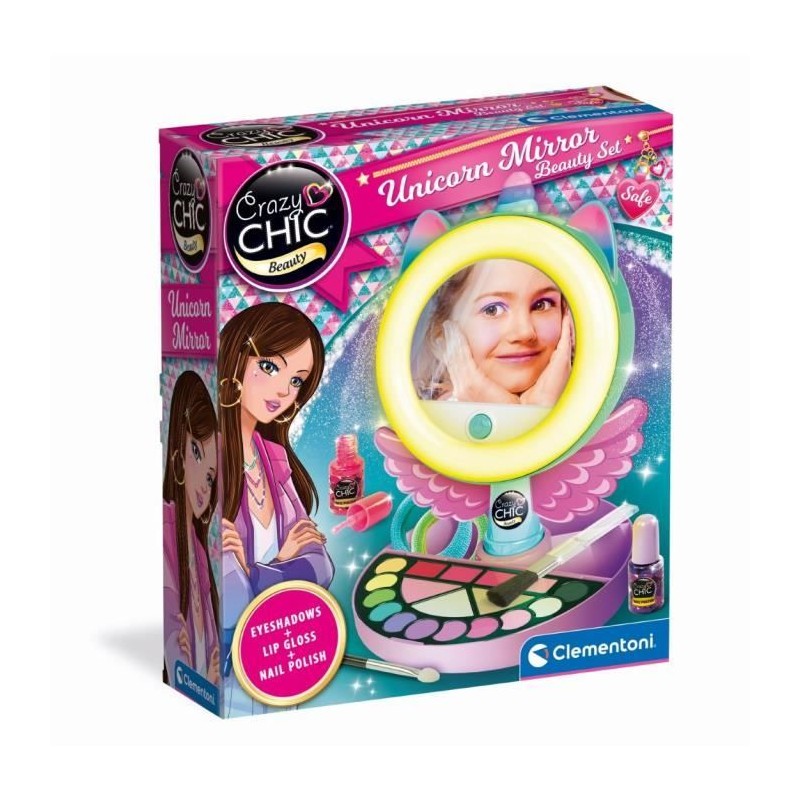 CLEMENTONI - Miroir de maquillage licorne - Anneau lumineux -