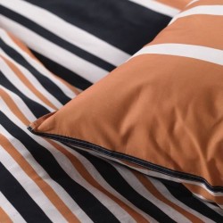 Parure de lit 2 personnes -TODAY - 240x220 cm - 100% Coton - Orange, Noir et ...