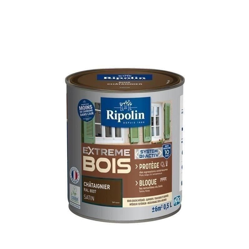 RIPOLIN Peinture Bois Satin Haute Protection 10 ans qui Protege et Magnifie v...