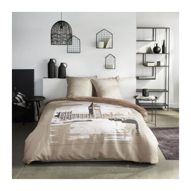 Parure de lit - TODAY - JAVA - 2 personnes - 240x220 cm - Coton - Imprimé Lon...