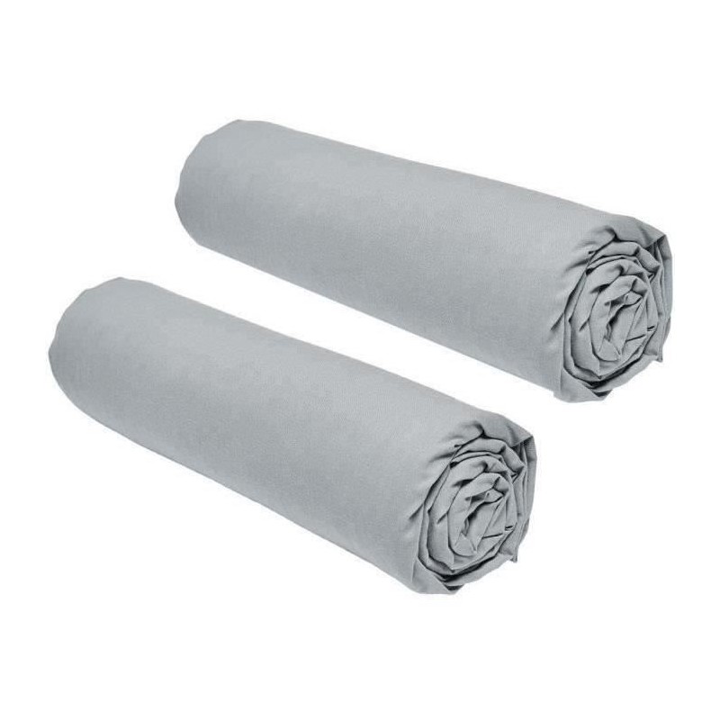 Lot de 2 draps housses TODAY Essential - 90 x 190 cm - 1 personne - 100% Coto...