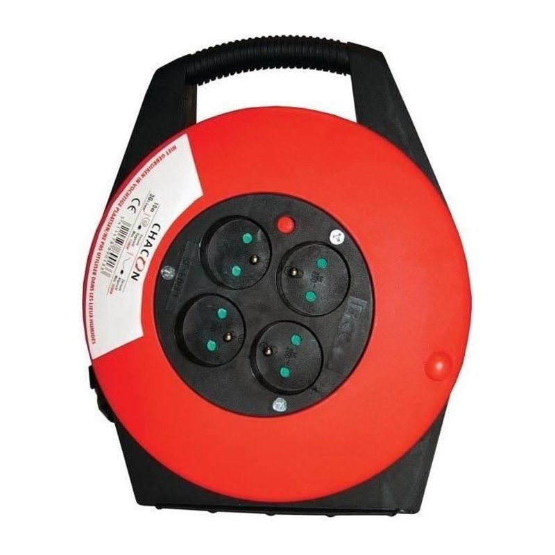 CHACON Enrouleur ménager 10m 4 prises 16 A 3x1,5mm² avec poignée