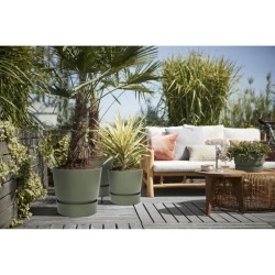 ELHO Pot de fleurs rond Greenville 30 - Extérieur - Ø 29,5 x H 27,8 cm - Vert...