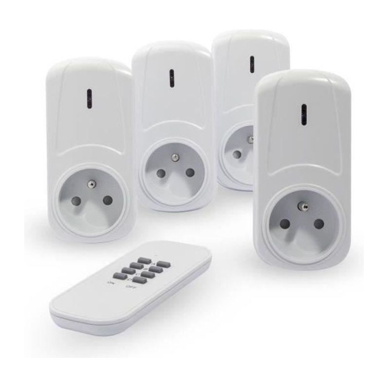 CHACON Kit de 4 prises télécommandées on/off + télécommande