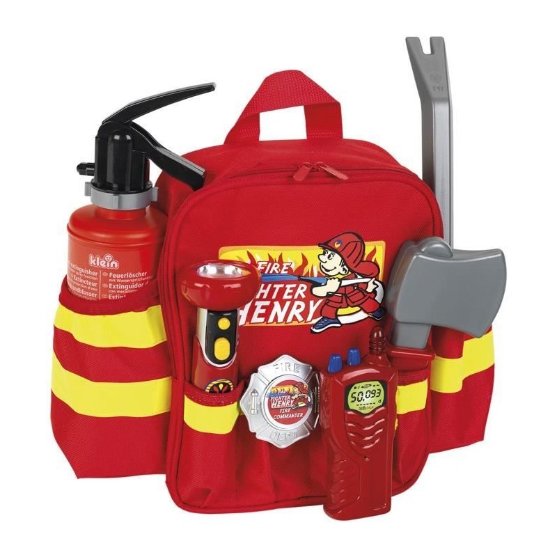 Sac a dos de pompier avec 6 accessoires dont 1 lampe torche avec fonction lum...
