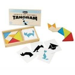 Jeu de tangram en bois - JEUJURA - 8144 - Coffret en bois - 7 pieces - 30 mod...