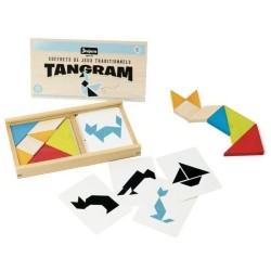 Jeu de tangram en bois - JEUJURA - 8144 - Coffret en bois - 7 pieces - 30 mod...