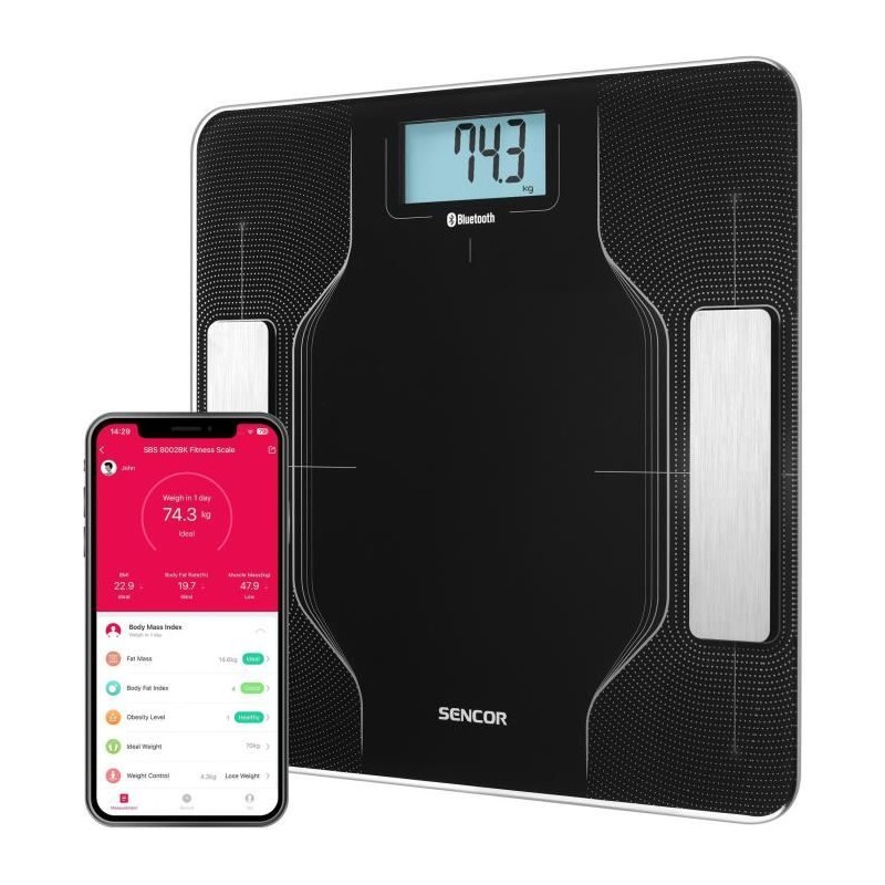 Pese-personne connecté - SENCOR - SBS 8002BK - Noir