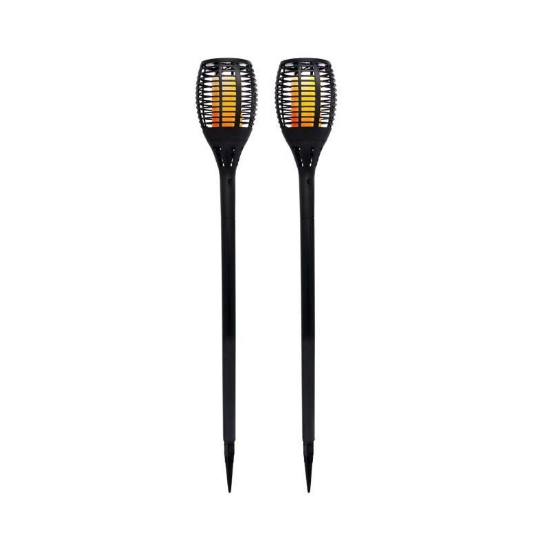 Lot de 2 mini torches solaires Maity Sun - LUMI JARDIN - LED - H 70 cm - Blan...