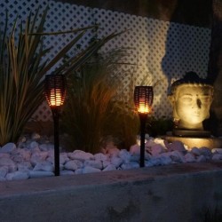 Lot de 2 mini torches solaires Maity Sun - LUMI JARDIN - LED - H 70 cm - Blan...
