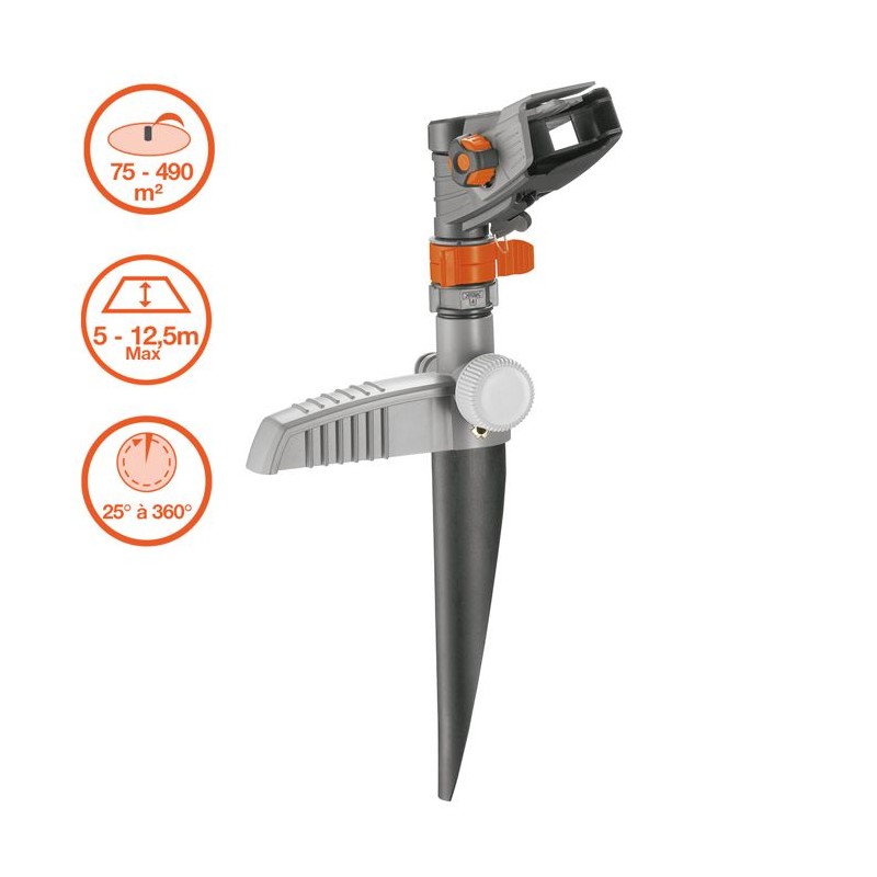 GARDENA Arroseur-canon sur pic Comfort – Portée réglable 12.5m max – Superfic...