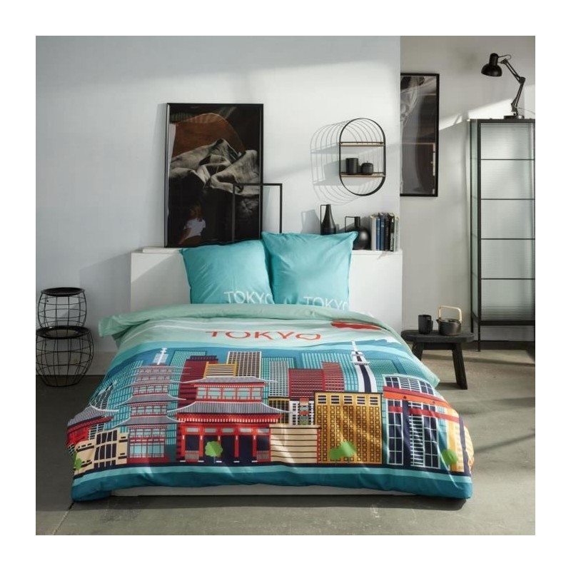 Parure de lit - TODAY - JAVA - 2 personnes - 240x220 cm - Coton - Imprimé Tok...