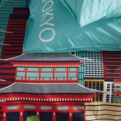 Parure de lit - TODAY - JAVA - 2 personnes - 240x220 cm - Coton - Imprimé Tok...