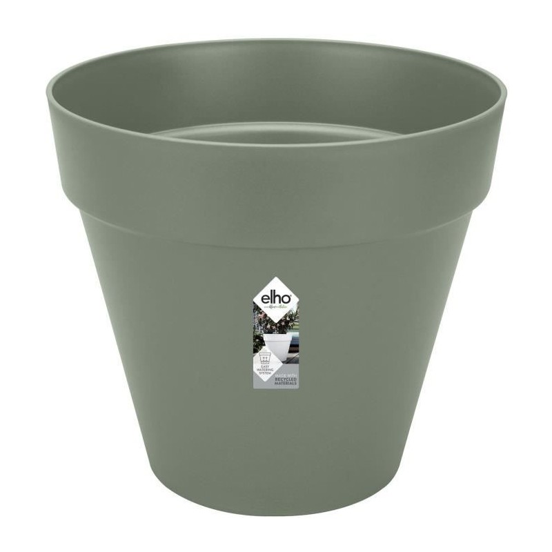 ELHO Pot de fleurs Rond LOFT URBAN - Plastique - Percé - Réservoir - Avec rou...