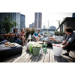 ELHO Pot de fleurs Rond LOFT URBAN - Plastique - Percé - Réservoir - Avec rou...