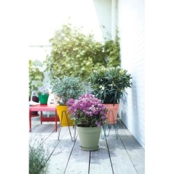 ELHO Pot de fleurs Rond LOFT URBAN - Plastique - Percé - Réservoir - Avec rou...