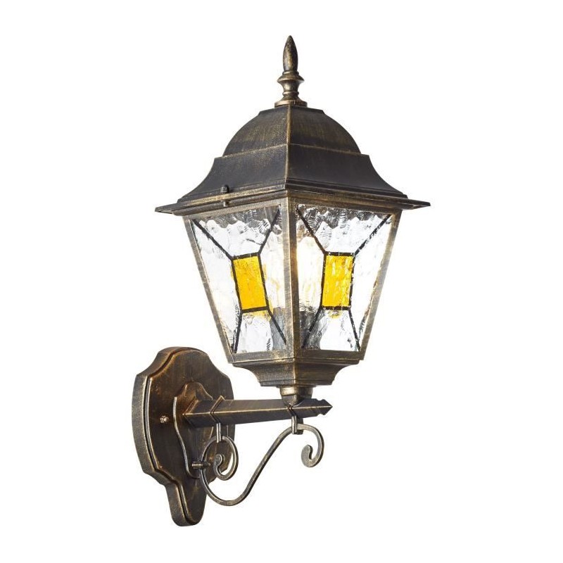 Applique extérieure montante - BRILLIANT - JANEL - métal/verre - noir dore - ...