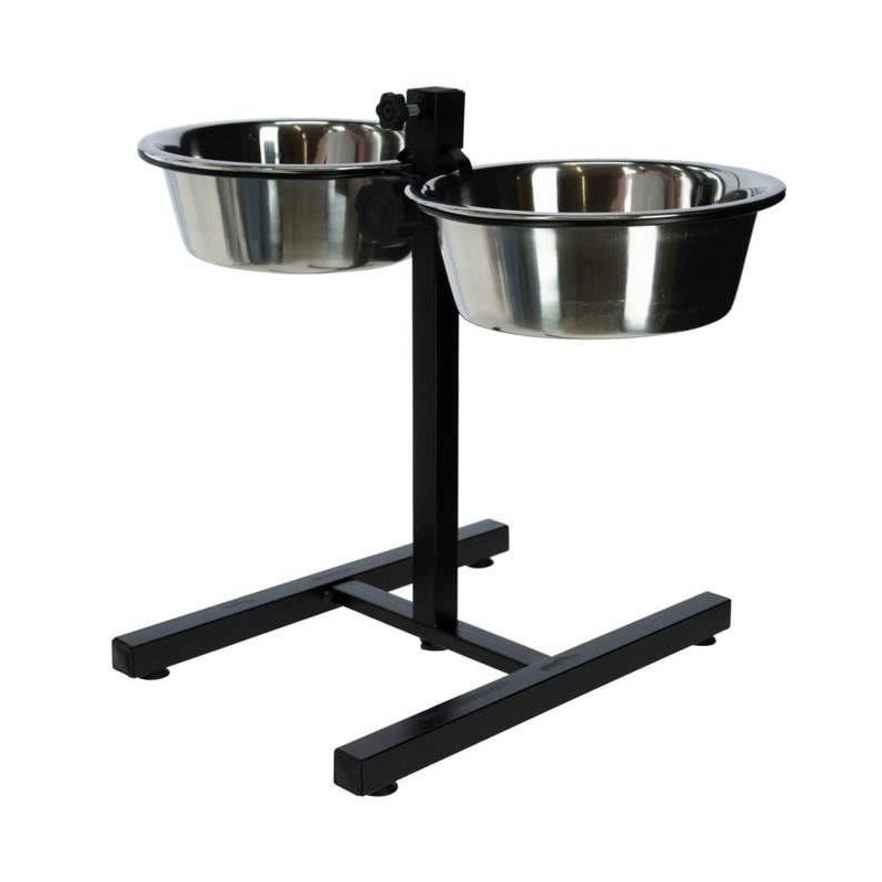 Kerbl Mangeoires d'animaux de compagnie avec support 2x2,8 L 43cm Noir 445244