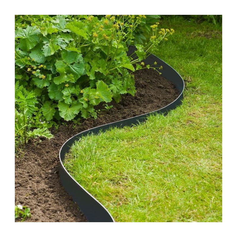 Bordure de jardin en PE noir - Nature - Bordure de jardin - 7,5cm x 10m - Épa...
