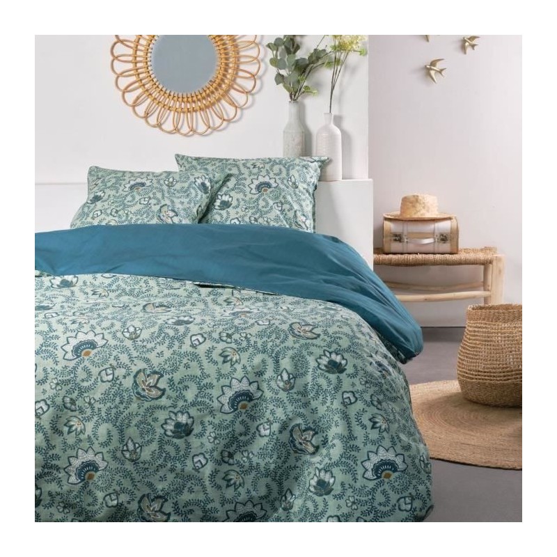 Parure de lit 220 x 240cm - TODAY - Sunshine - 100% Coton - Bleu - Autres motifs