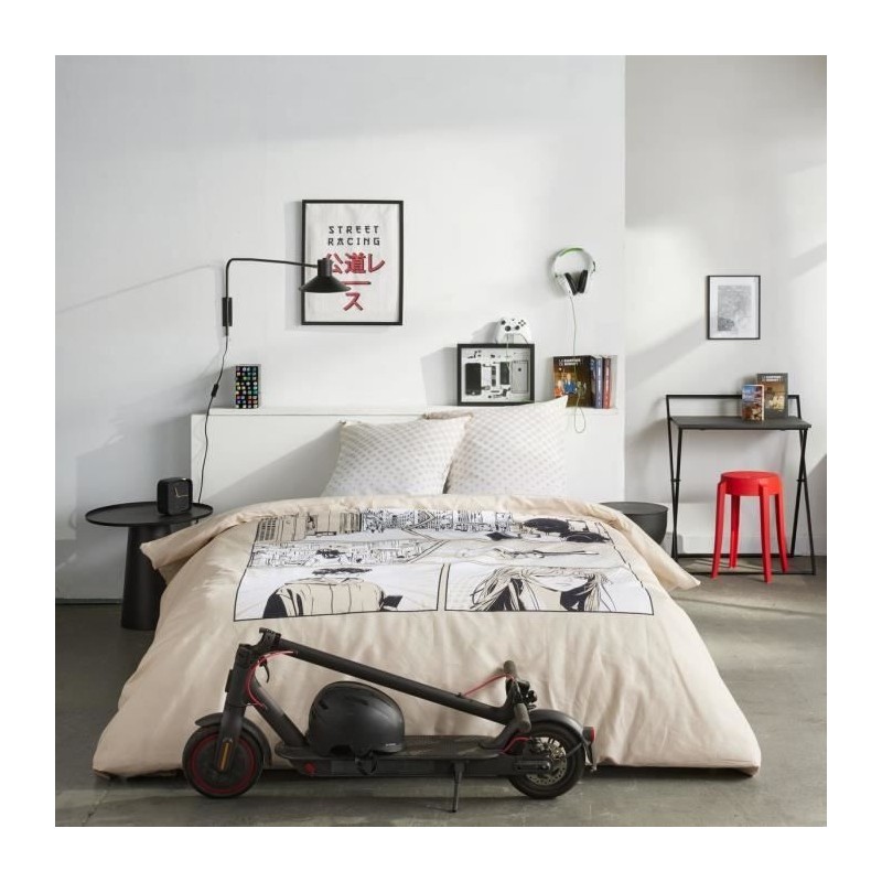 Parure de lit - TODAY - JAVA - 2 personnes - 240x220 cm - Coton - Imprimé Man...