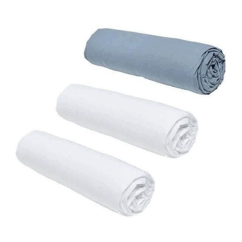 Lot de 3 draps housses TODAY Essential - 160 x 200 cm - 2 personnes - 100% Co...