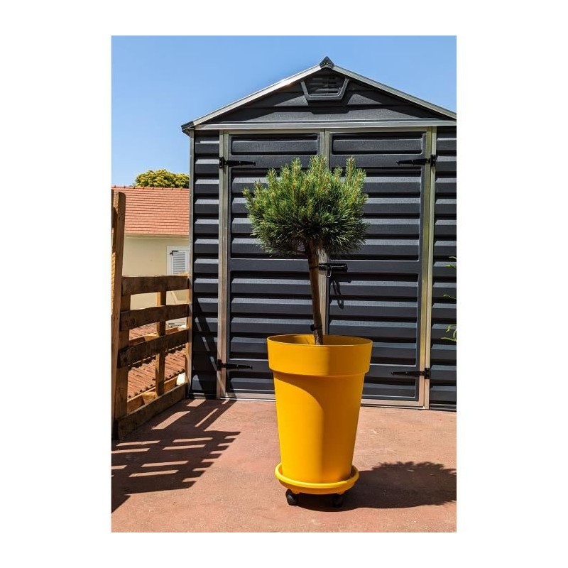 Pot de fleurs - RIVIERA - SOLEILLA Rond - Plastique - H52 x D39 cm - Jaune