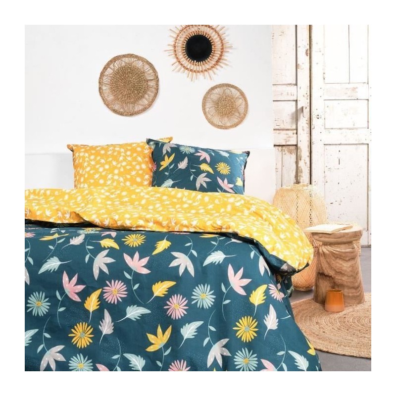 Parure de lit - TODAY - Sunshine - Jaune - 100% Coton - 57 fils - 2 personnes...