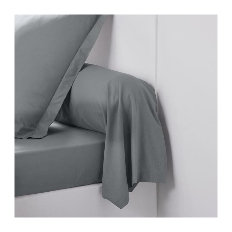 Taie de traversin TODAY Essential - 45 x 185 cm - 100% Coton uni - Acier