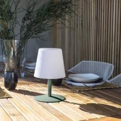 Lampe de table sans fil - LUMISKY - STANDY MINI Olive - H25 cm - Pied en acie...