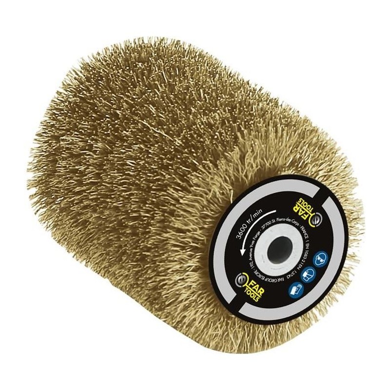 Brosse fil laitonné 0,3mm Ø80mm - FARTOOLS - pour décaper/dégriser le bois, l...
