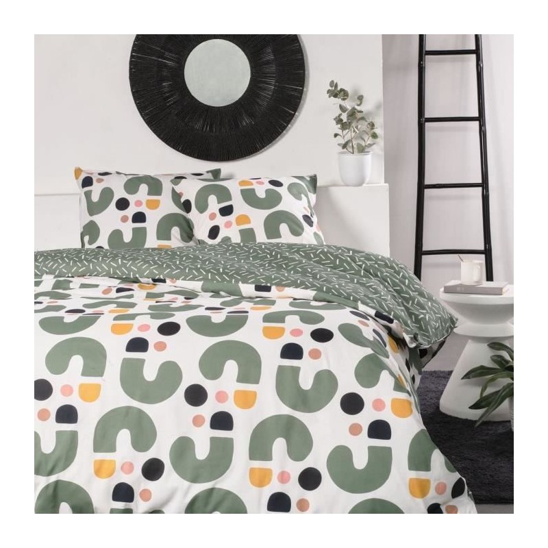 Parure de lit - TODAY - Sunshine - 2 personnes - 240x220cm - Coton - Vert - A...