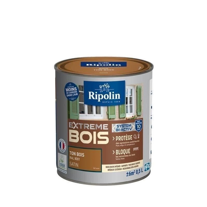 RIPOLIN Peinture Bois Satin Haute Protection 10 ans qui Protege et Magnifie v...