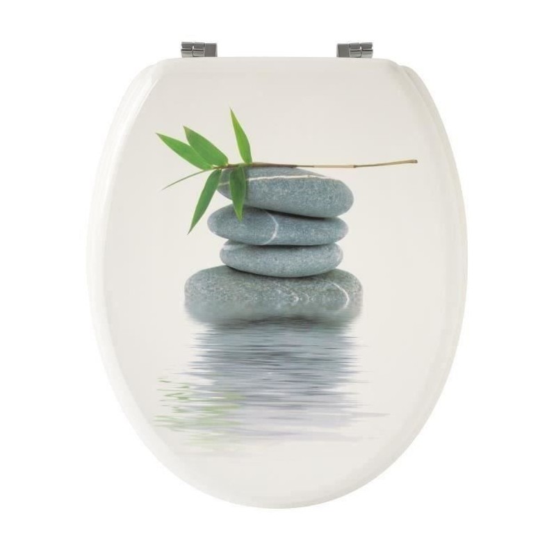 Abattant WC Galets gris - GELCO - Universel - Bois moulé MDF - Fixations univ...