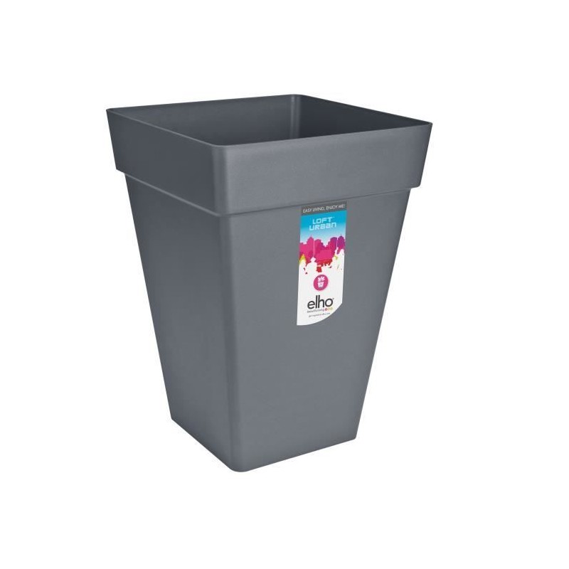 ELHO Bac a fleurs Loft Urban Carré Haut - Ø 29 x H 41 cm - Extérieur - 100% r...