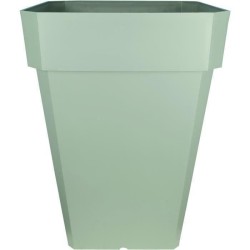 Bac a fleurs carré - RIVIERA - SOLEILLA - Plastique - H53x39x39 cm - Vert argile
