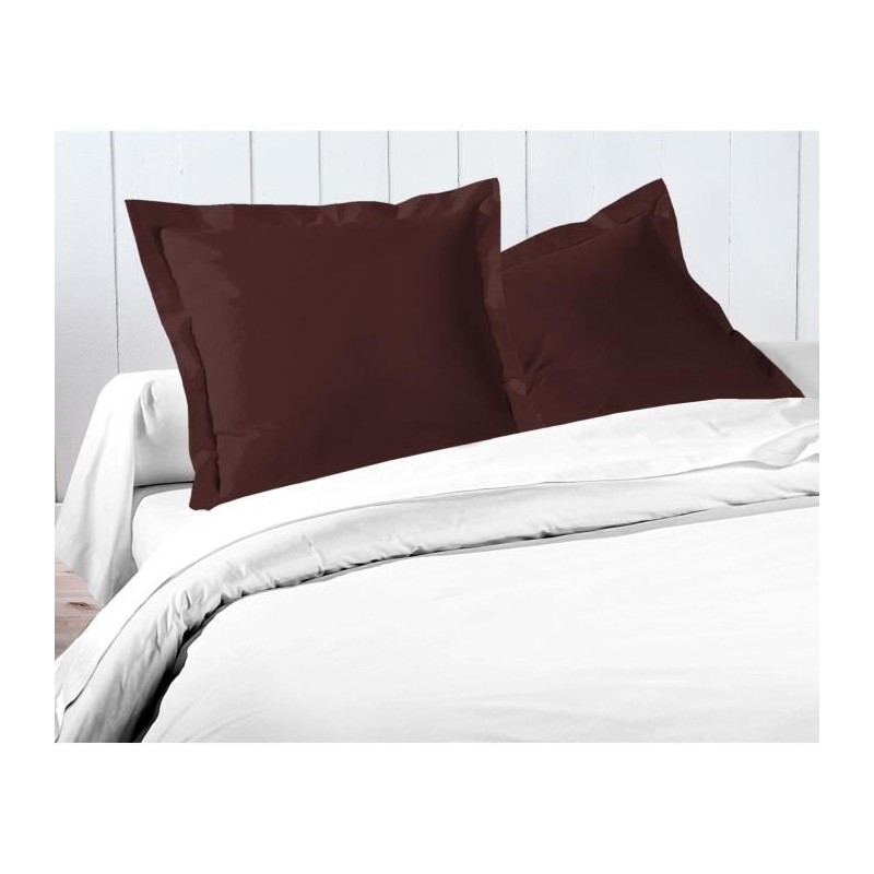 Lot de 2 taies d'oreiller - LOVELY HOME - LH71588 - 63 x 63 cm - Marron