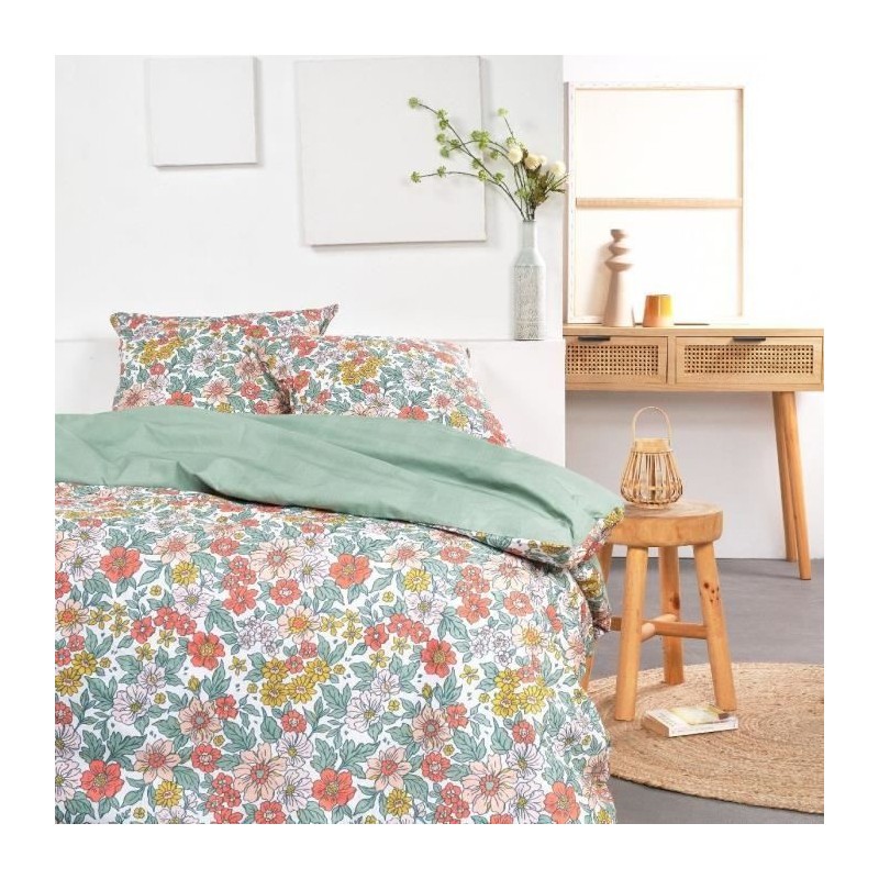 Parure de lit - TODAY - Sunshine - 2 personnes - 260x240cm - Coton - Imprimé ...