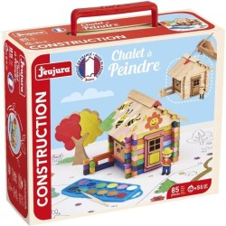 Chalet a Peindre 85 Pieces - JEUJURA - Jeu de Construction en Bois Naturel, A...
